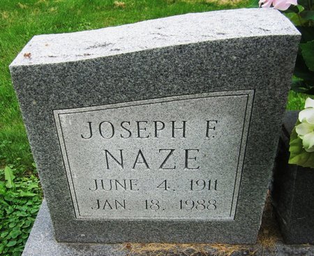 NAZE, JOSEPH F. - Kewaunee County, Wisconsin | JOSEPH F. NAZE - Wisconsin Gravestone Photos